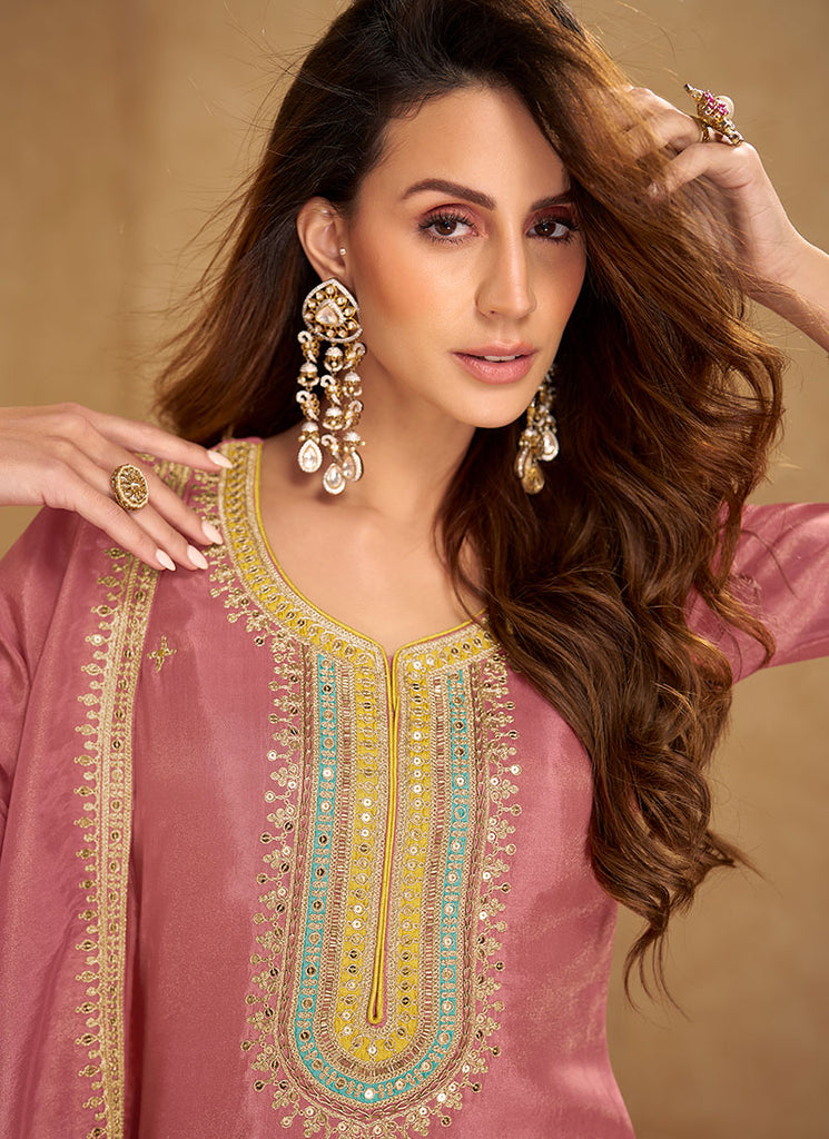 Pink Multi Embroidery Punjabi Salwar Suit