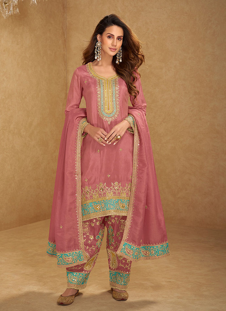 Pink Multi Embroidery Punjabi Salwar Suit
