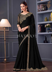 Black And Copper Embroidery Designer Saree