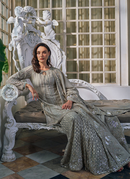 Shop Silver Grey Gharara Set Online