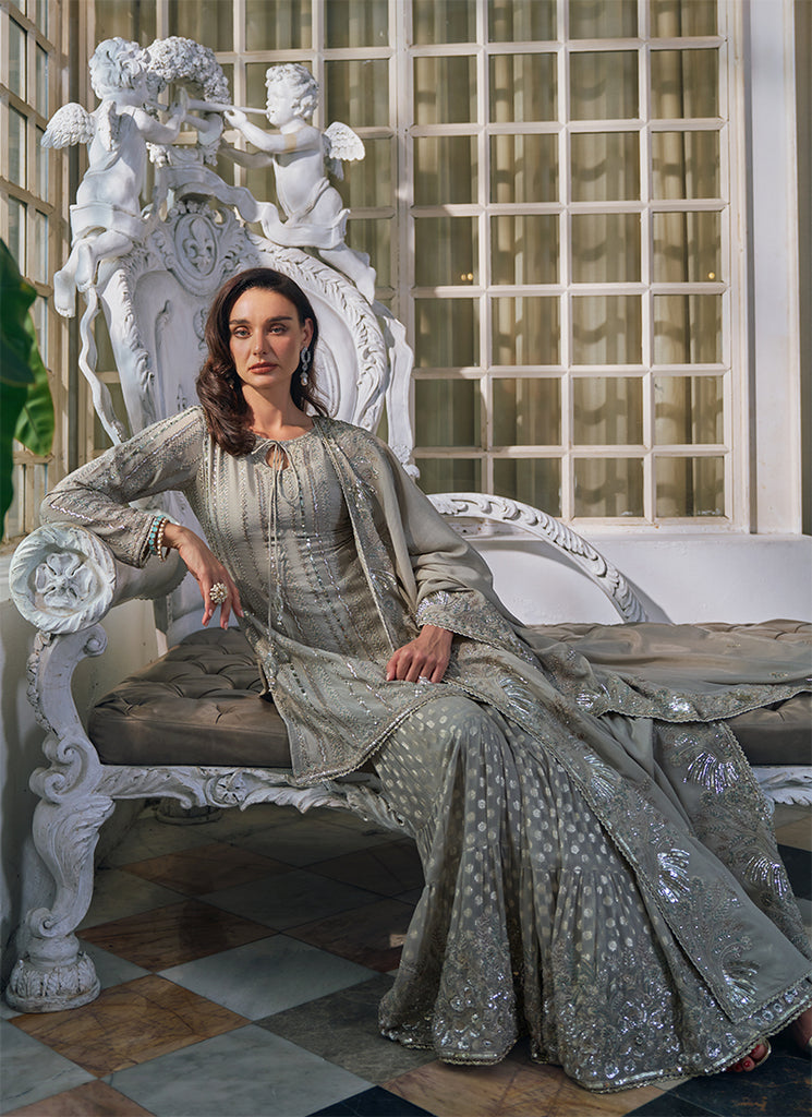 Shop Silver Grey Gharara Set Online