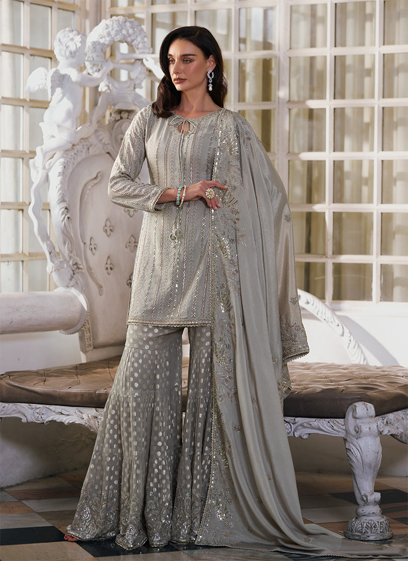 Buy Silver Grey Gharara Set In Canada