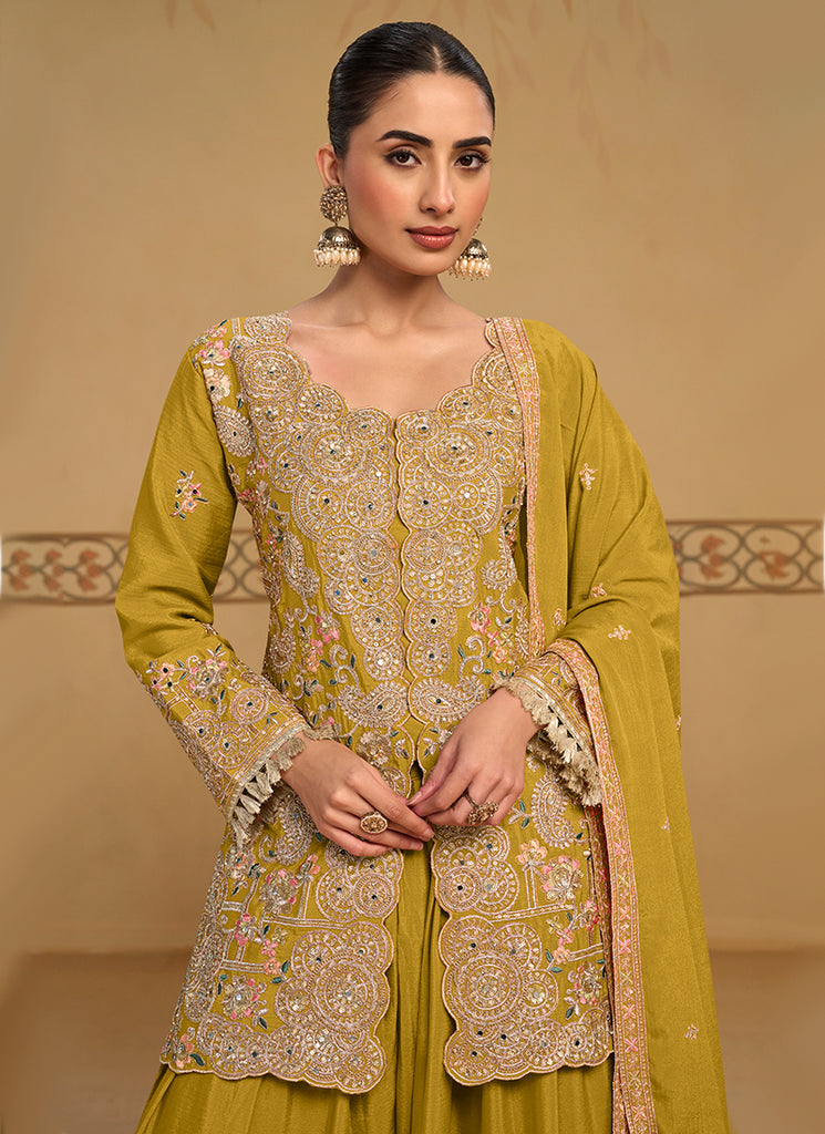 Buy Lime Yellow Sharara Suit In Canada
