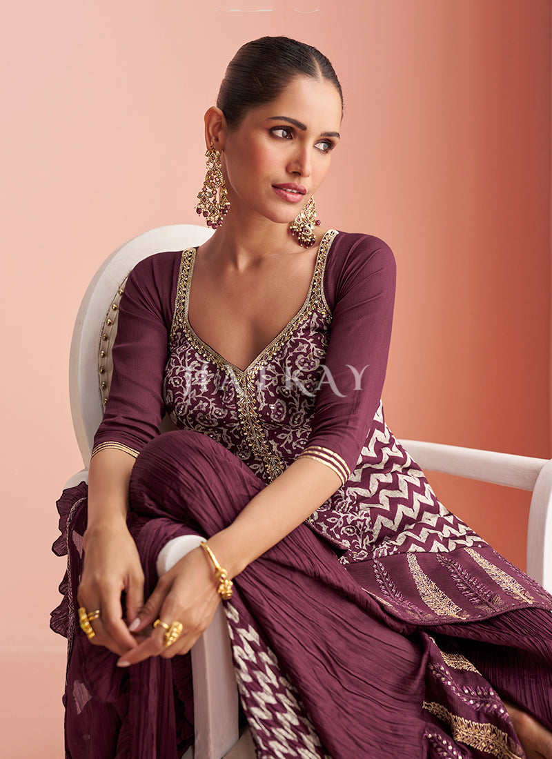 Buy Wine Purple Sharara Suit Online