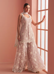 Baby Pink Party Wear Sharara Suit