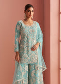 Firozi Blue Party Wear Sharara Suit In UK