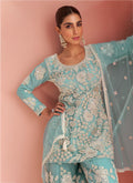 Buy Firozi Blue Latest Sharara Suit Collection - Hatkay