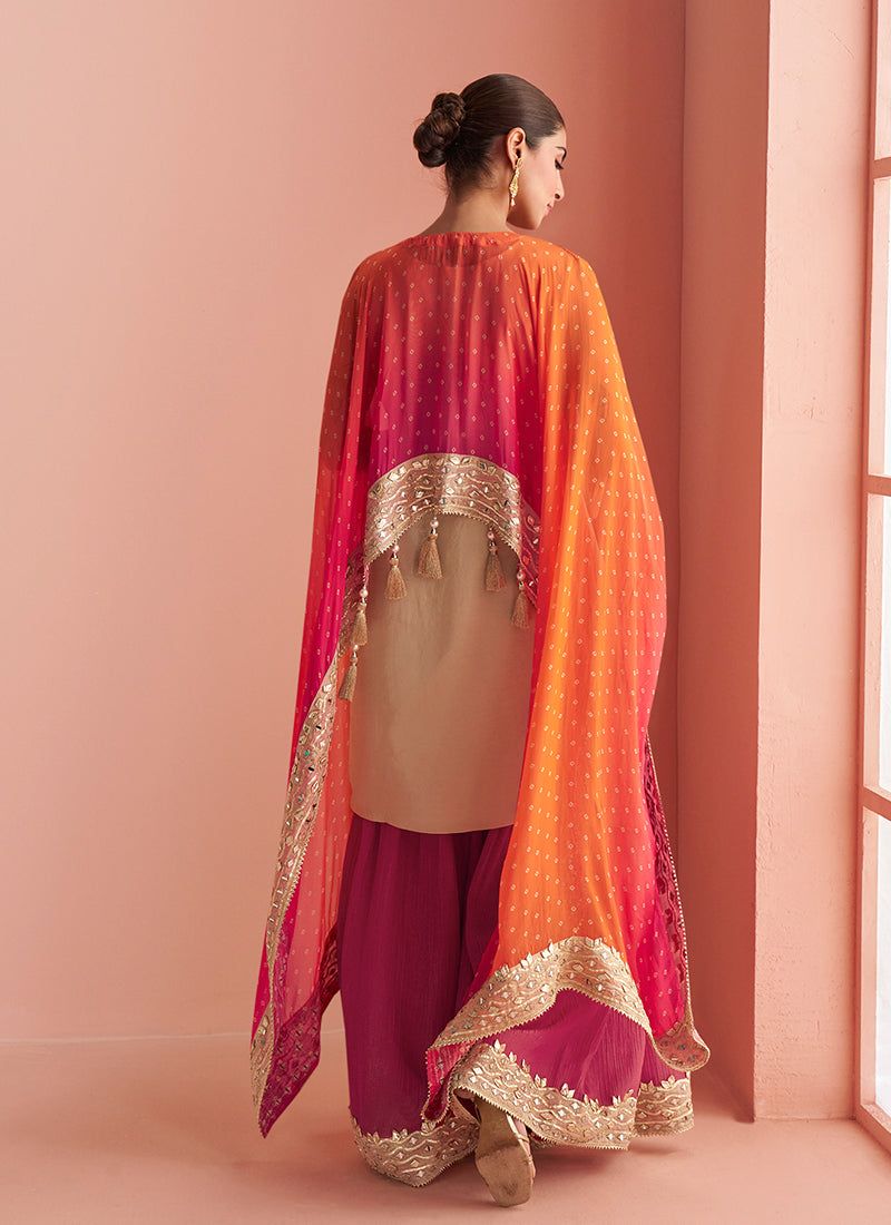 Buy Pink And Orange Sharara Suit In USA