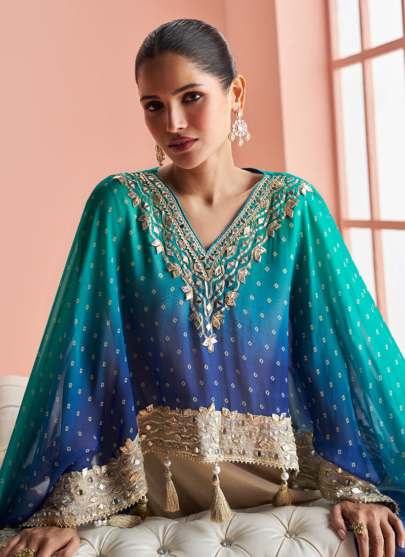 Shop Buy Blue And Green Sharara Suit Online In Canada