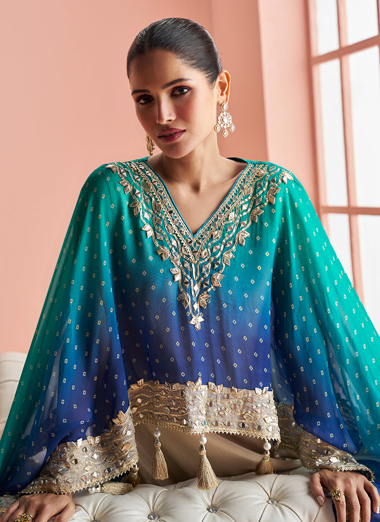 Shop Buy Blue And Green Sharara Suit Online In Canada