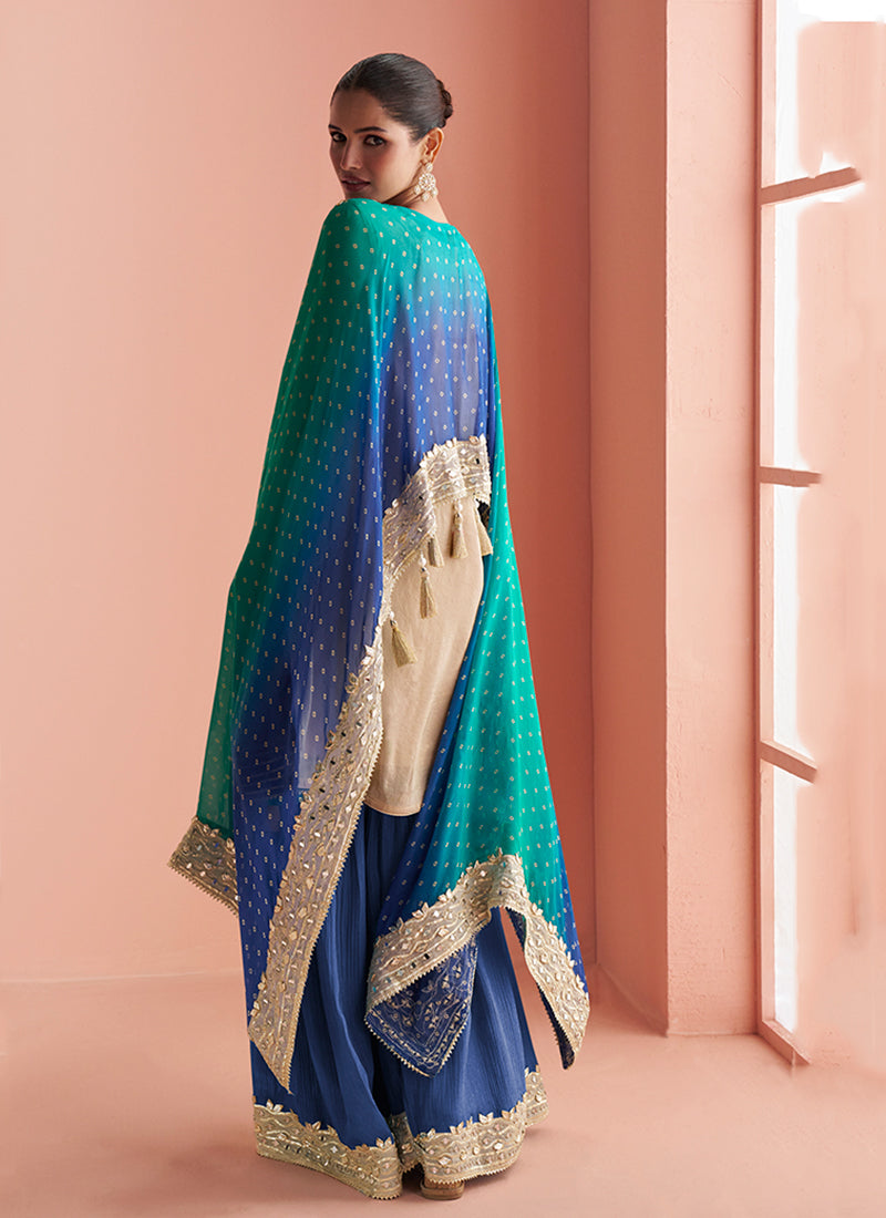 Buy Blue And Green Sharara Suit In Canada