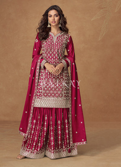 Magenta Sharara Suit