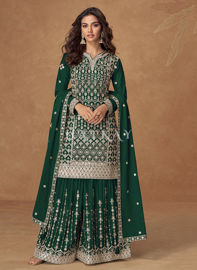 Dark Green Sharara Suit