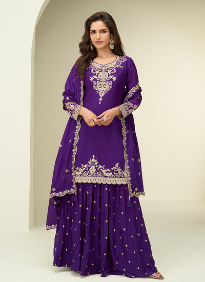 Shop Deep Purple Sharara Suit