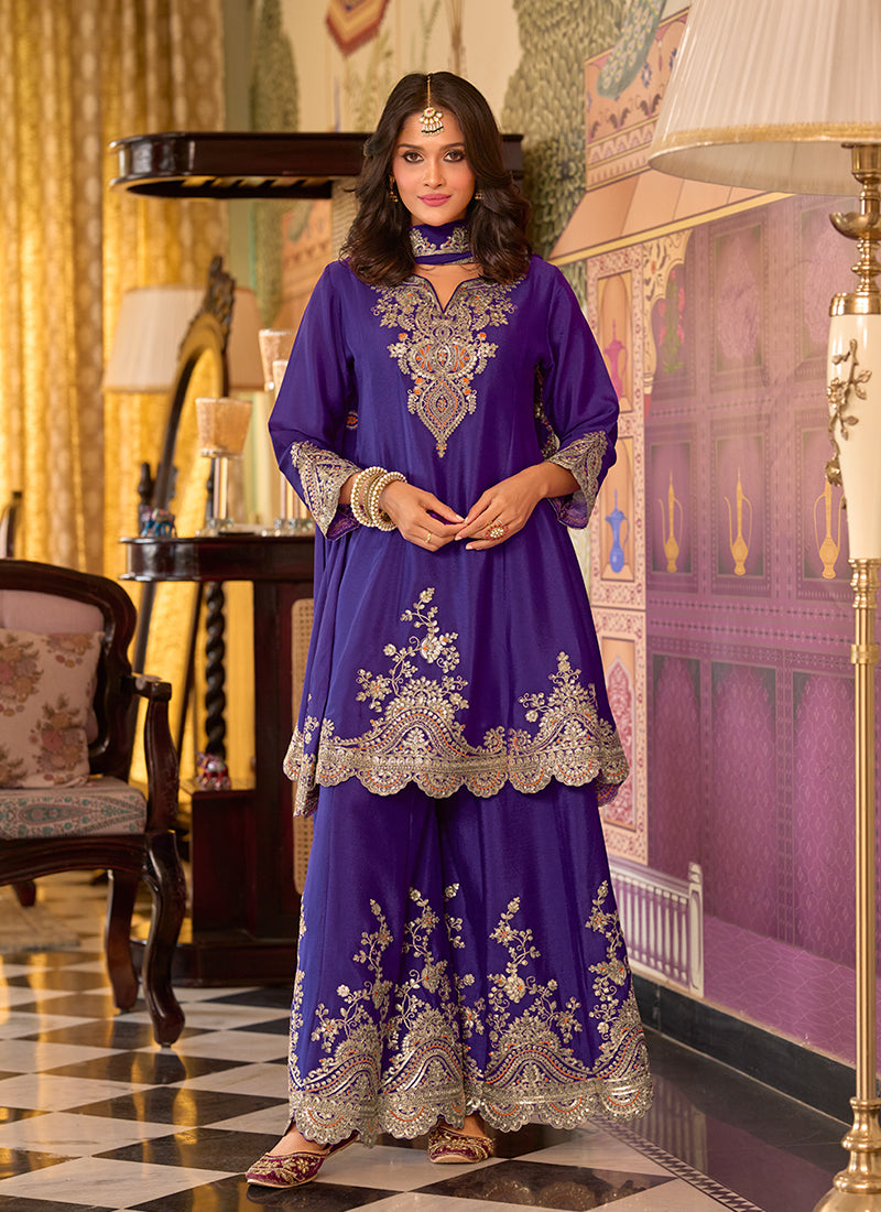Violet Reshamkari Embroidery Festive Sharara Suit