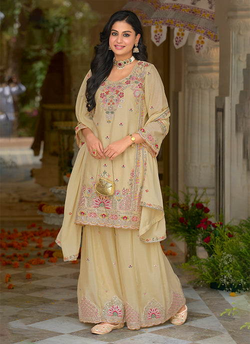 Buy Yellow Sharara Suit Online At Hatkay