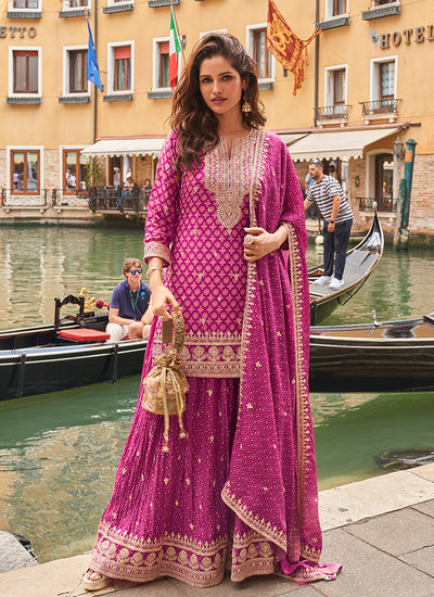 Shop Deep Purple Designer Sharara Suit