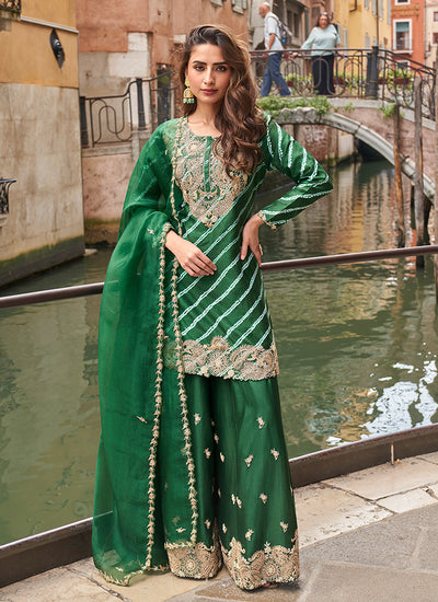 Shop Dark Green Sharara Suit