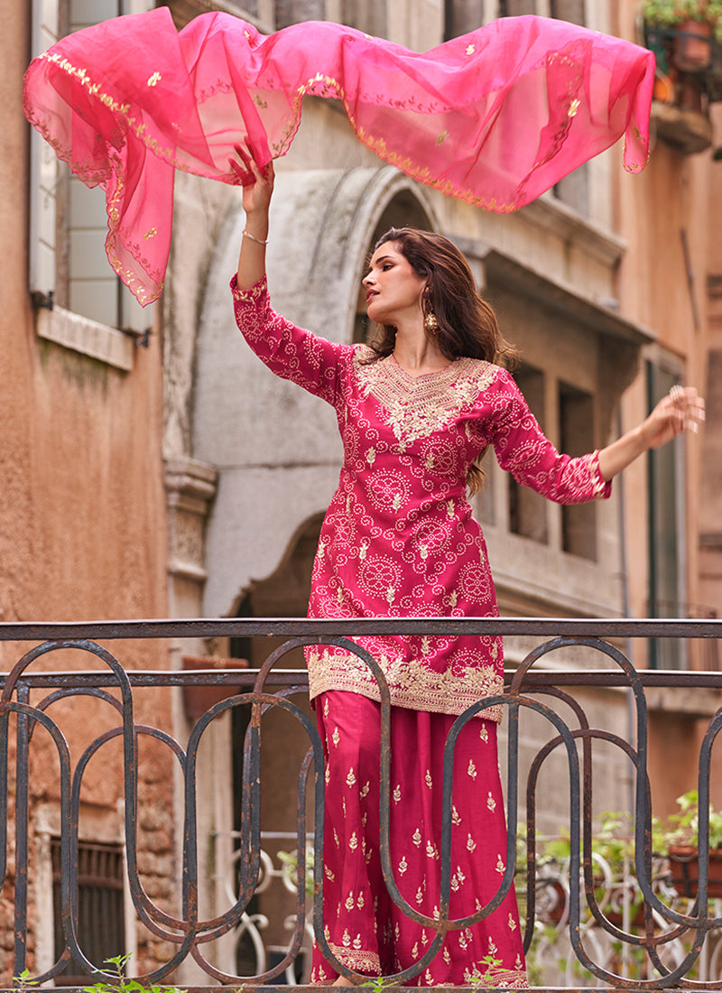 Buy Magenta Pink Sharara Suit Online