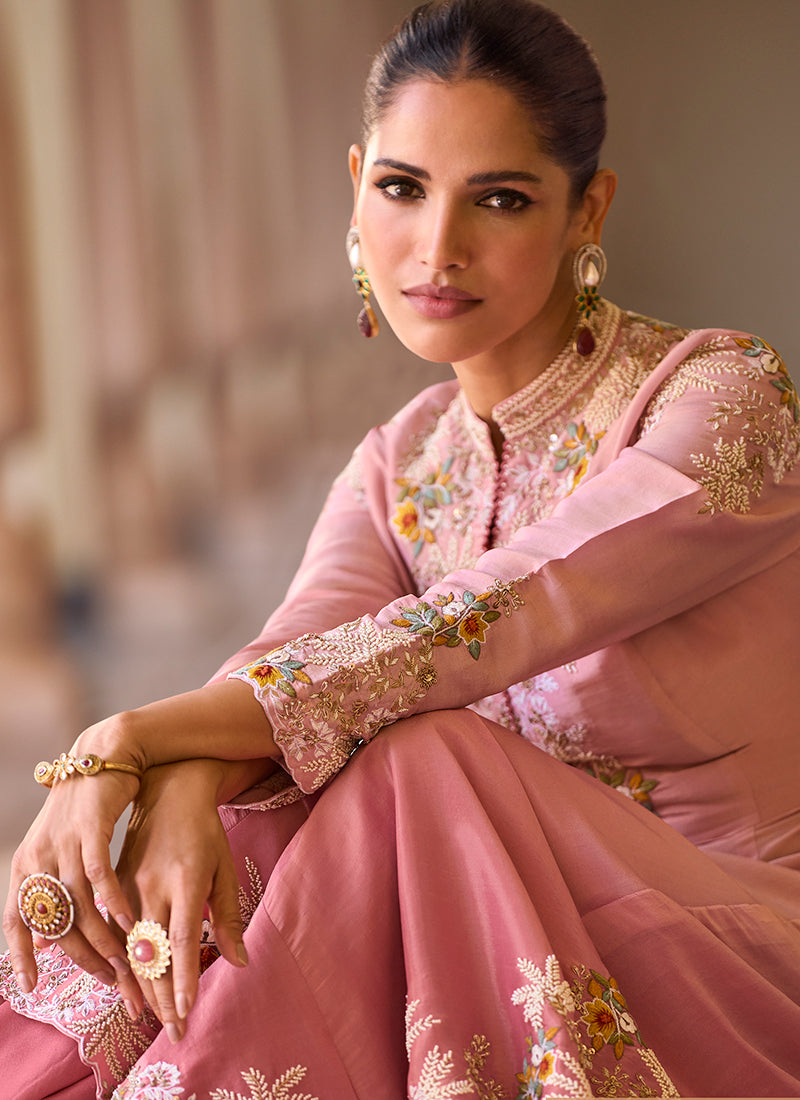 Shop Rose Pink Sharara Suit In Canada