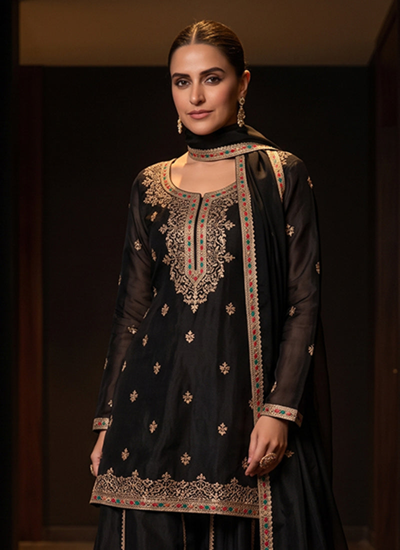 Black Designer Sharara Suit In USA