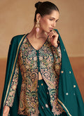 Buy Dark Green Jacket Style Sharara Suit In UK