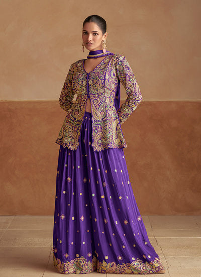 Shop Violet Jacket Style Sharara Suit