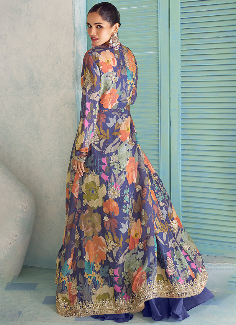 Buy Ink Blue Sharara Suit In USA