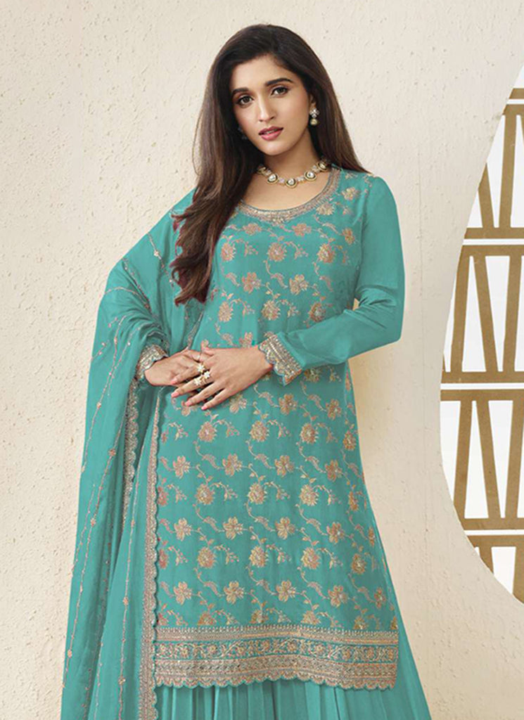 Buy Turquoise Sharara Suit In UAE