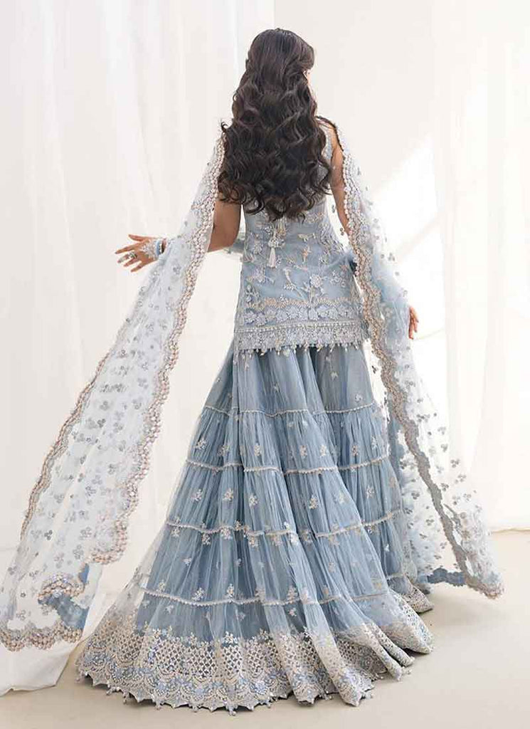 Buy Blue Net Sharara Suit In France