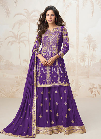 Purple Sharara Style Suit