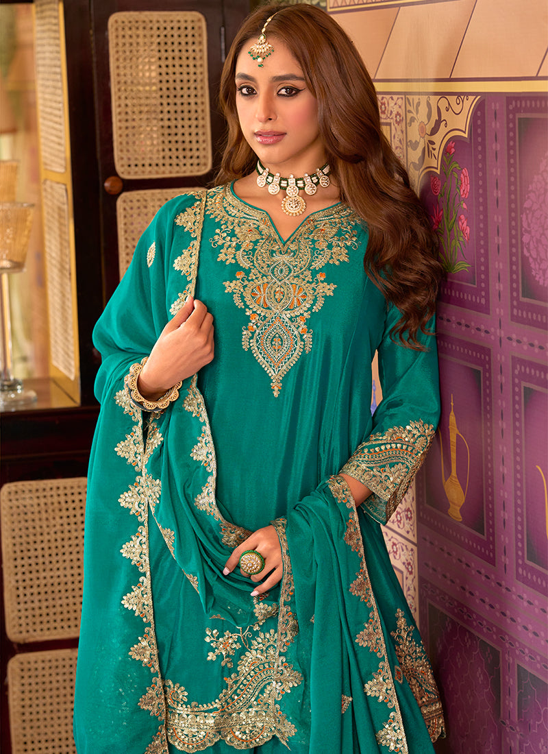 Shop Turquoise Sharara Suit Online