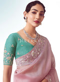 Check out Hatkay's beautiful collection of pink And Teal saree for women.
