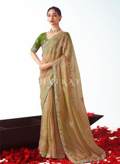 Golden Yellow And Green Saree 