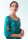 Buy Turquoise Blue Saree Online In Best Price At Hatkay