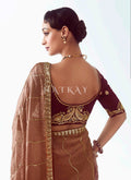 Buy Elegant Rust Brown Saree In USA