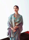 Buy Beautiful Blue Lilac Ombré Saree In USA