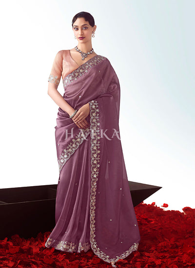 Mauve Purple And Peach Saree