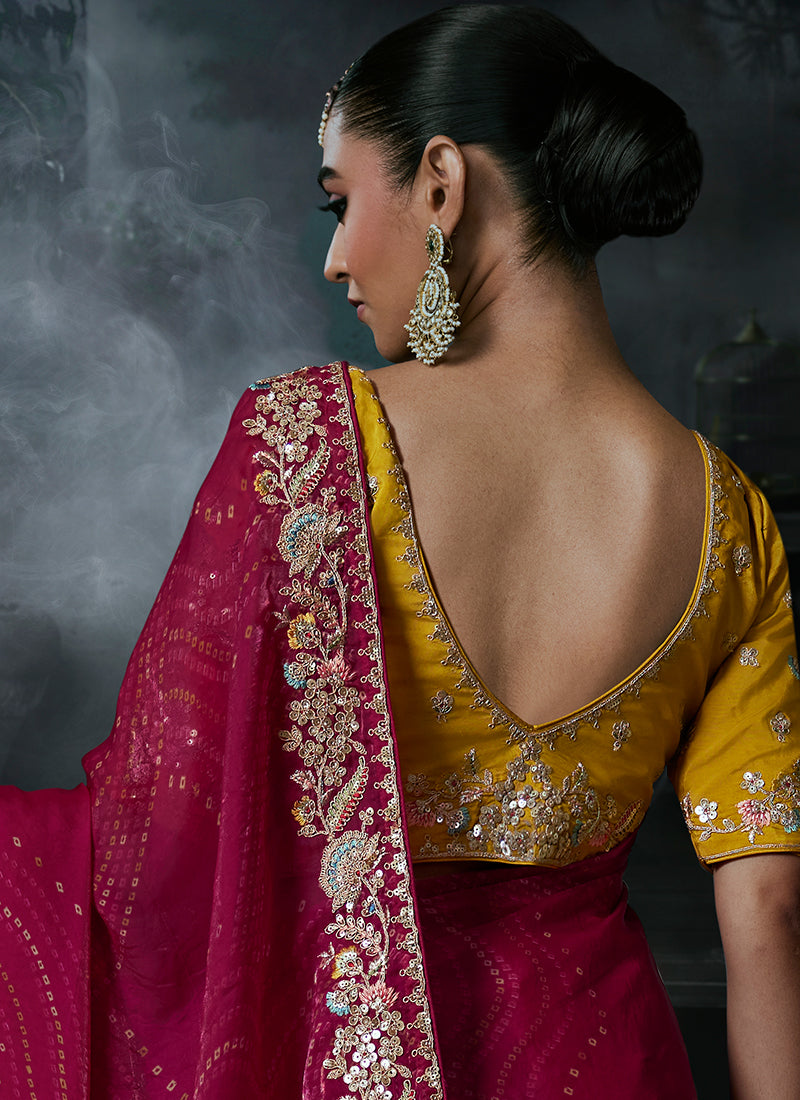 Buy Magenta and Yellow Saree In Austria