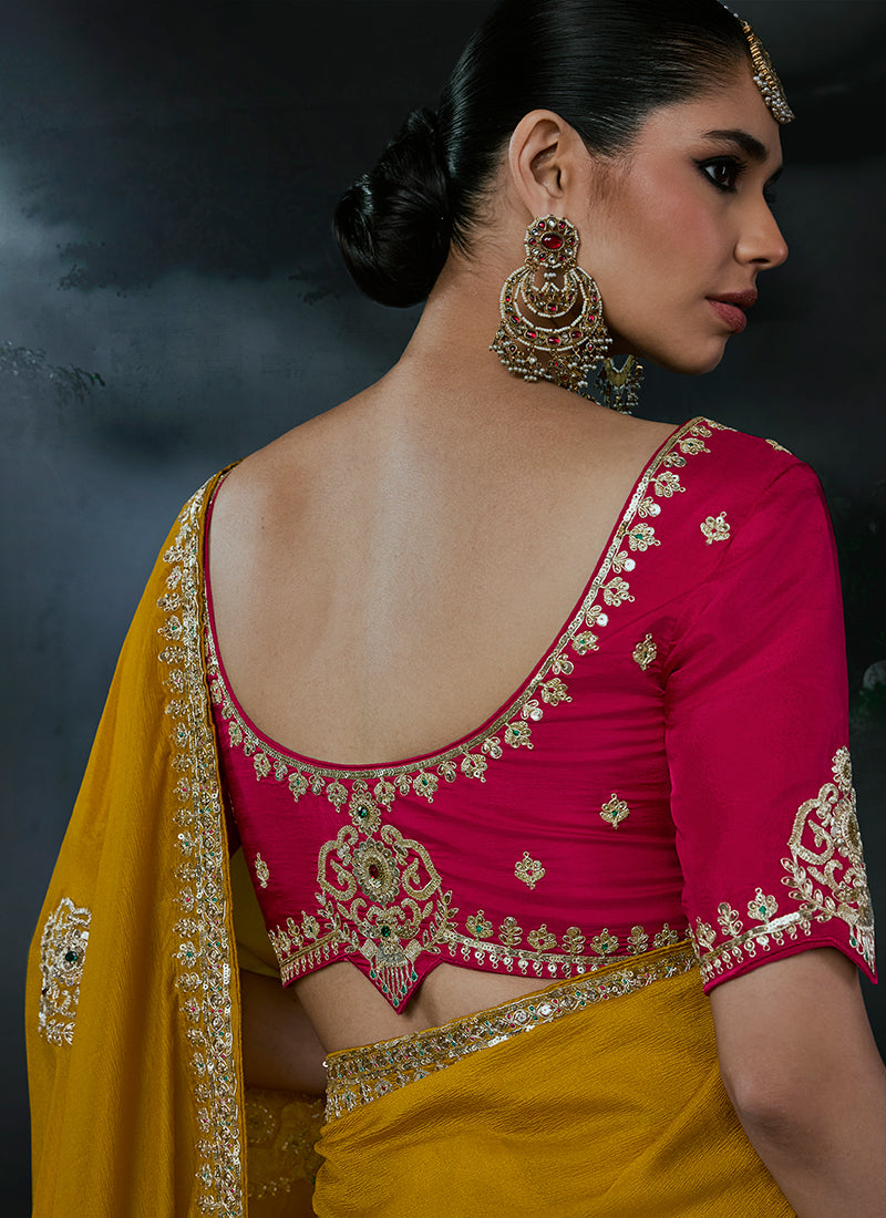 Buy Yellow And Magenta Saree In Malaysia 