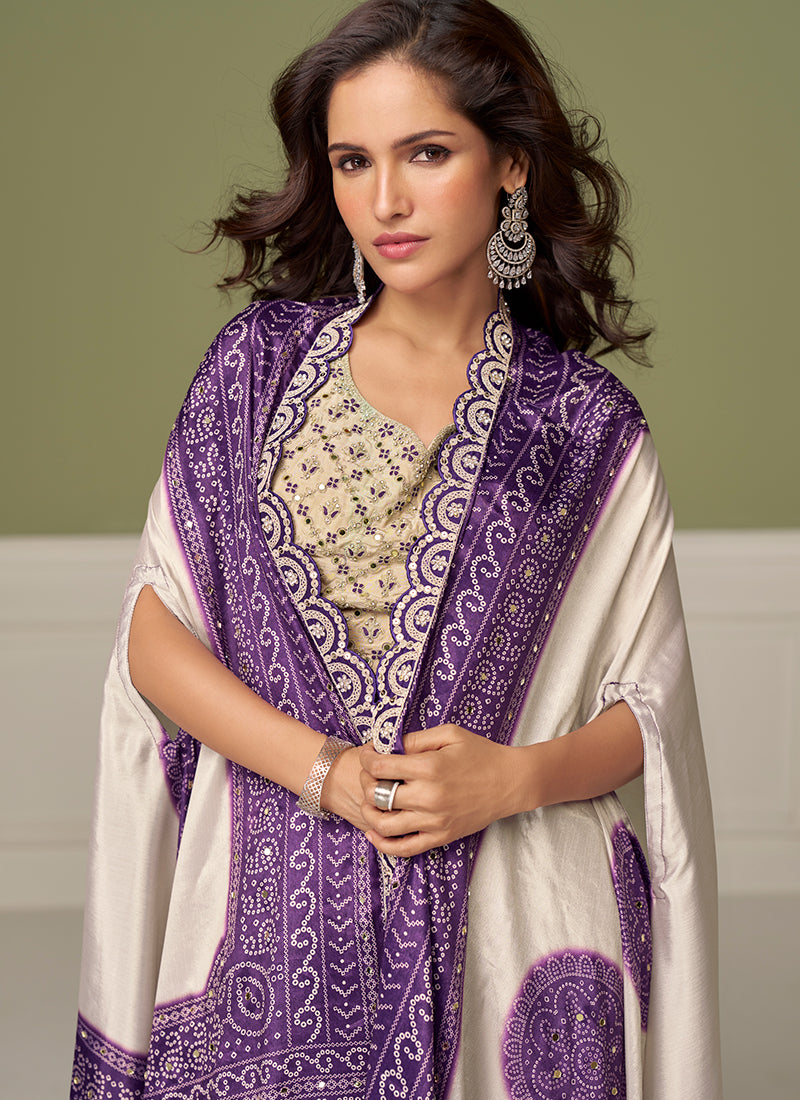 Buy Cream Purple Skirt Set In Australia
