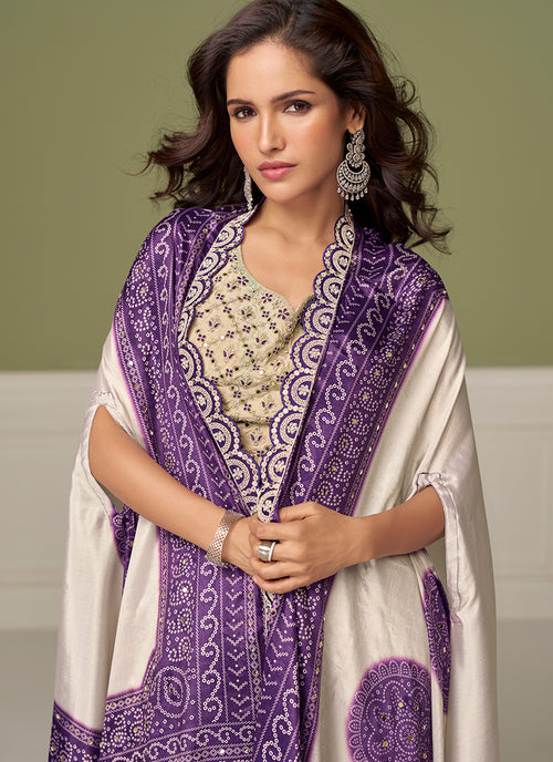 Buy Cream Purple Skirt Set In Australia