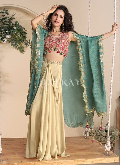 Pink Beige Skirt Set