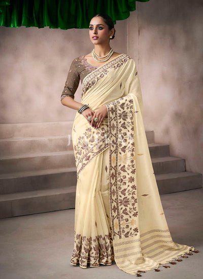 Buy Cream Saree In USA Canada