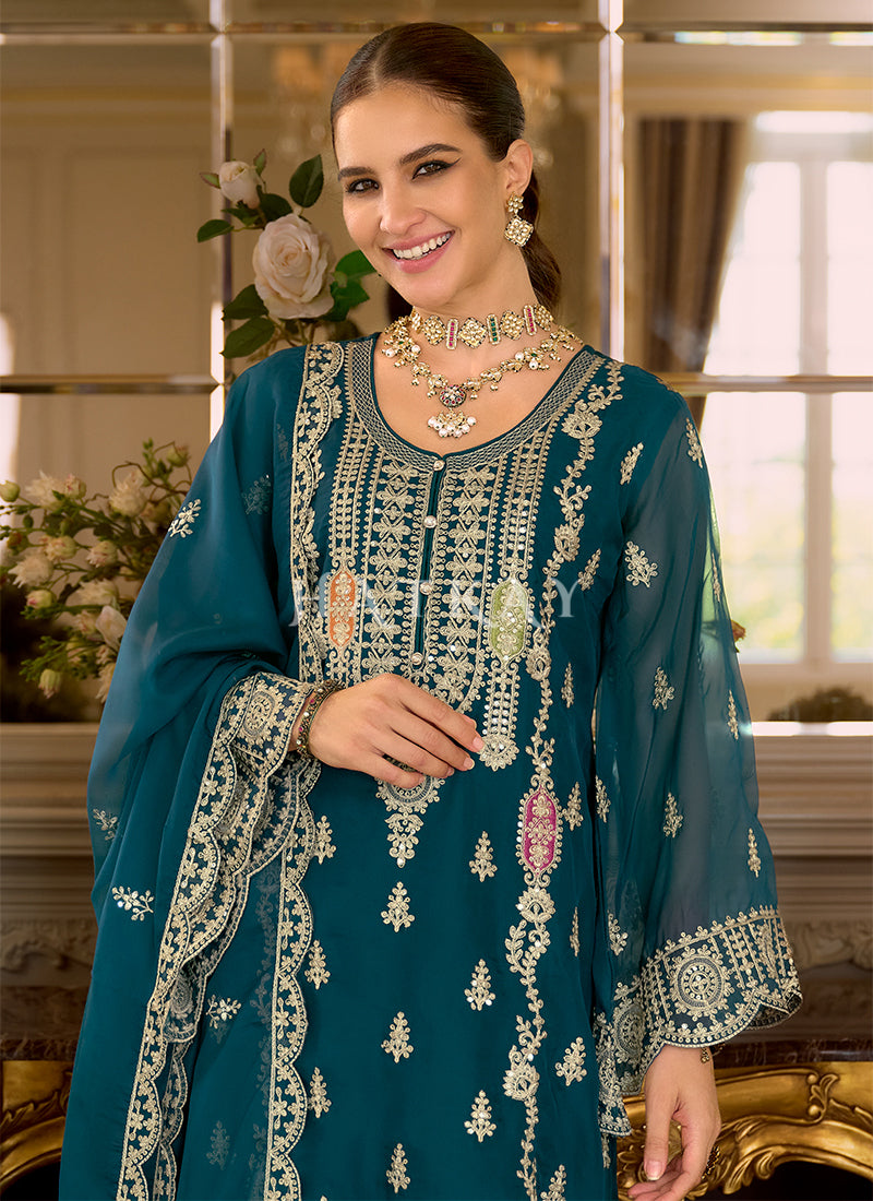 Buy Teal Blue Pakistani Suit