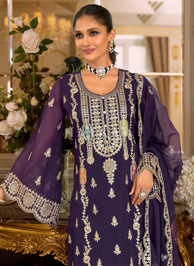 Shop Violet Straight Cut Salwar Suits 