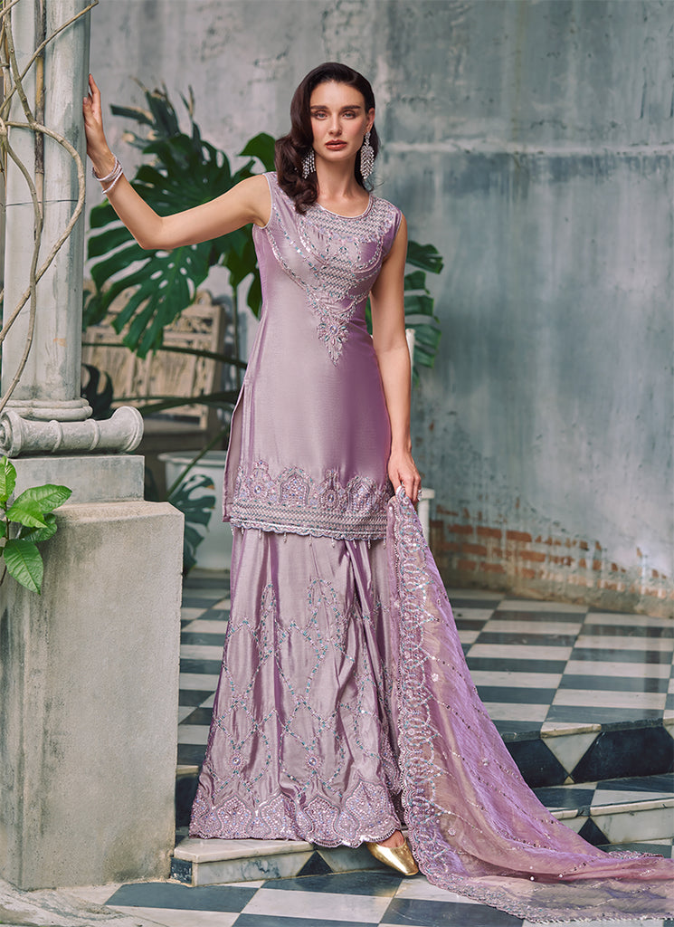 Shop Rose Mauve Sharara Set Online
