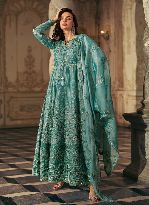 Buy Aqua Teal Anarkali Suit In Cananda