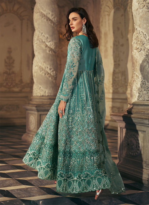 Shop Aqua Teal Anarkali Suit Online
