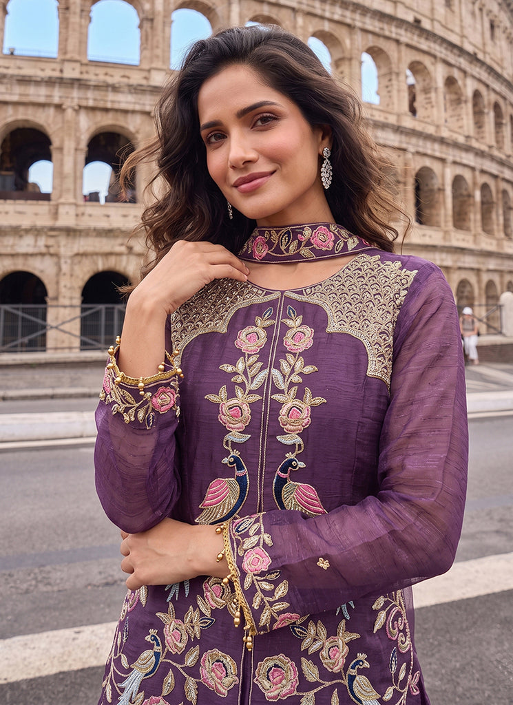Buy Purple Multicoloured Gharara Suit In USA